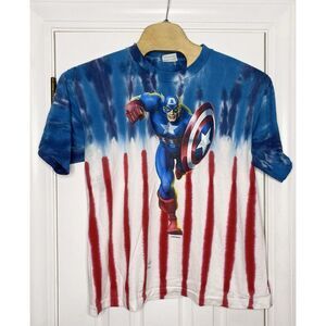 VTG 2000 Marvel Universal Captain America Single Stitch Tie Dye T-Shirt XL- READ
